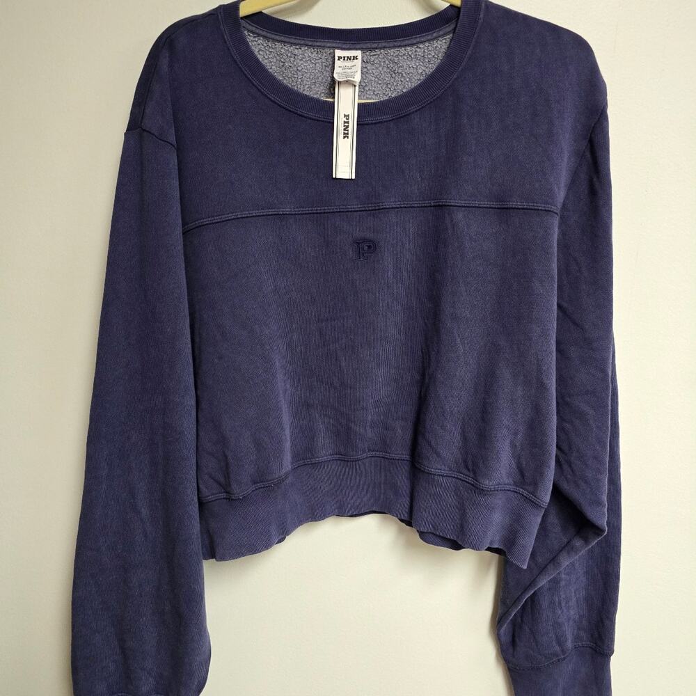 Victoria's Secret Pink Blue Crewneck sweatshirt size XXL NWT MSRP $49.95